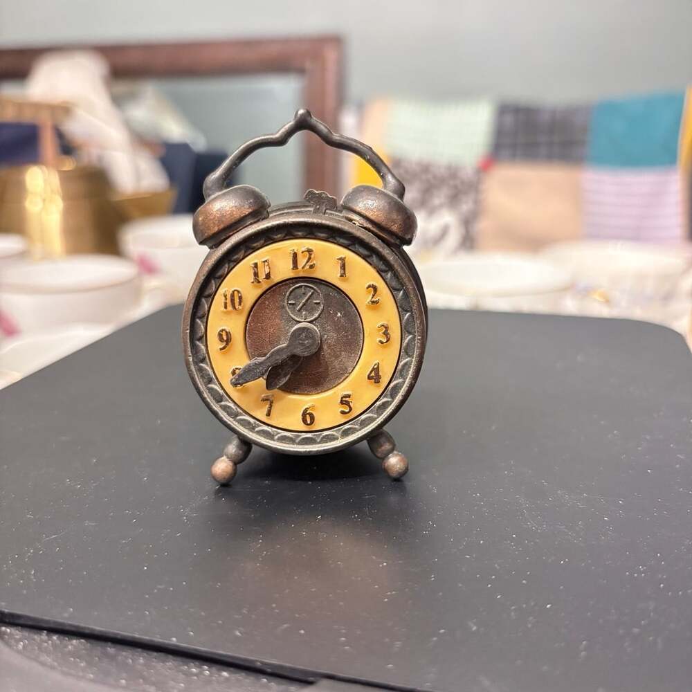 Vintage Durham Industries Miniature Metal Alarm Clock #38 Hong Kong 1976